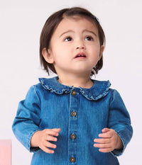 Petit Bateau Lightweight Denim Blouse in blue - kids' blouse - alternate view