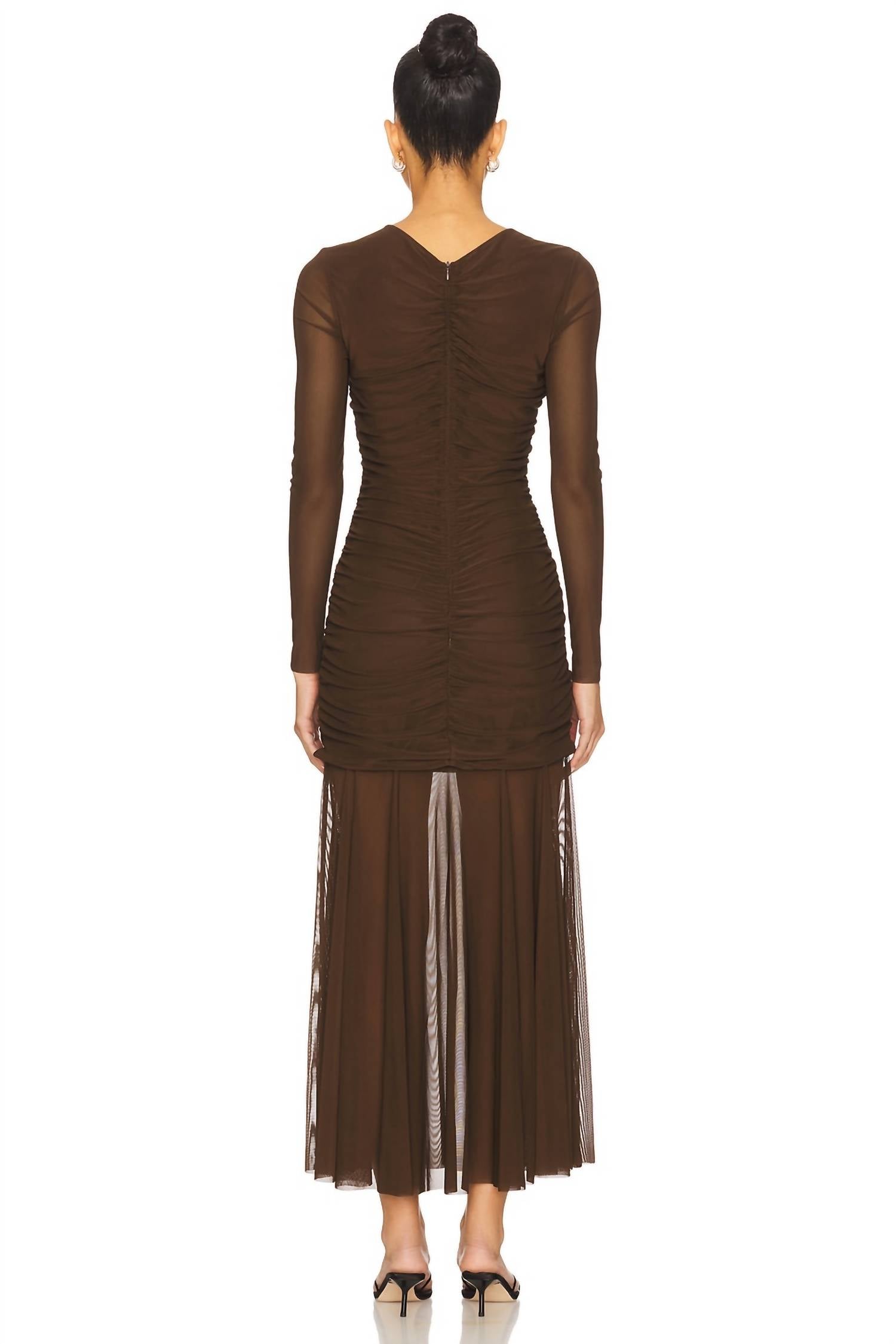 STEVE MADDEN Kiara Ruched Dress in dark espresso - women's dress - detail view