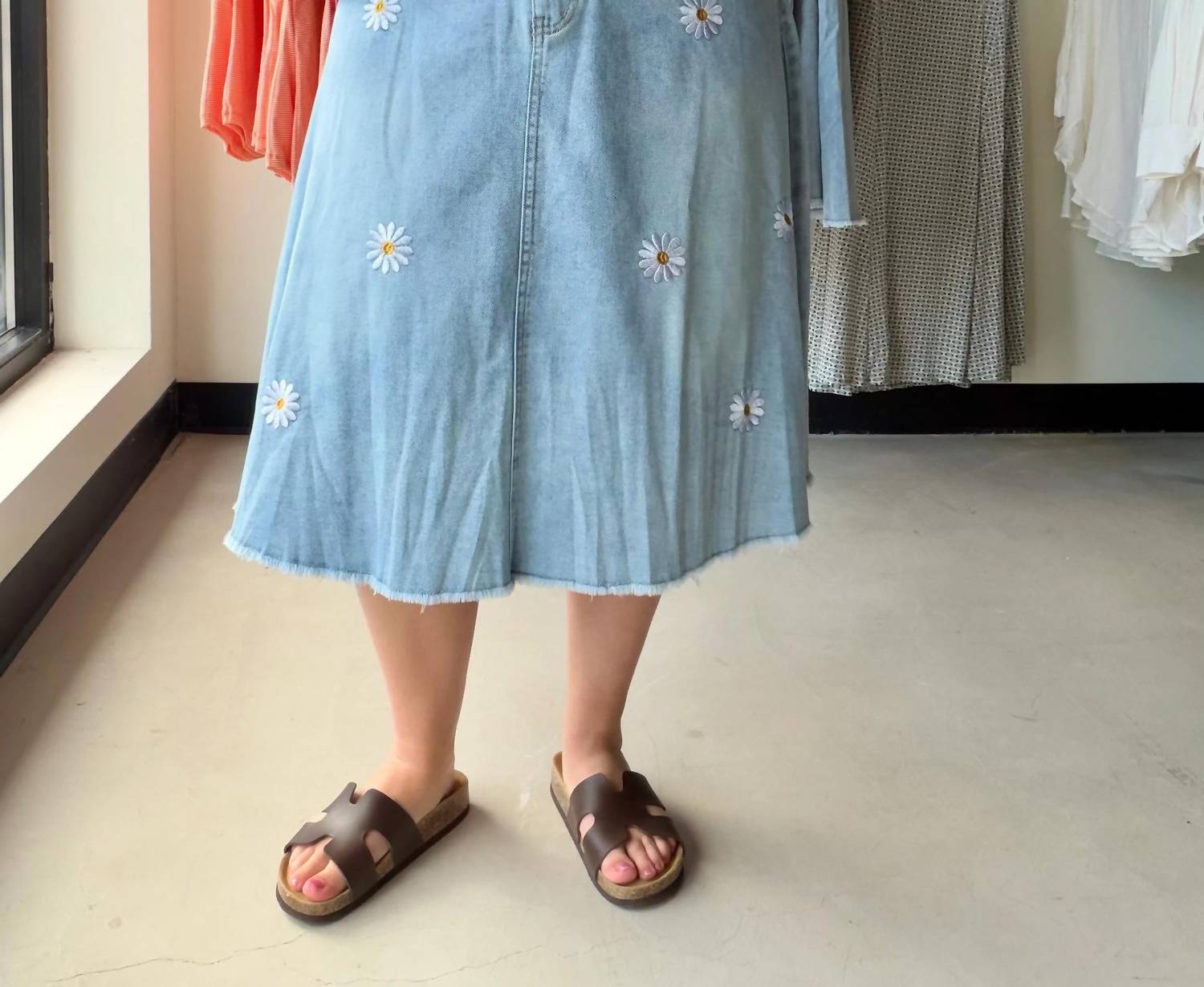 Anniewear - Women's Daisy Embroidered Denim Skirt