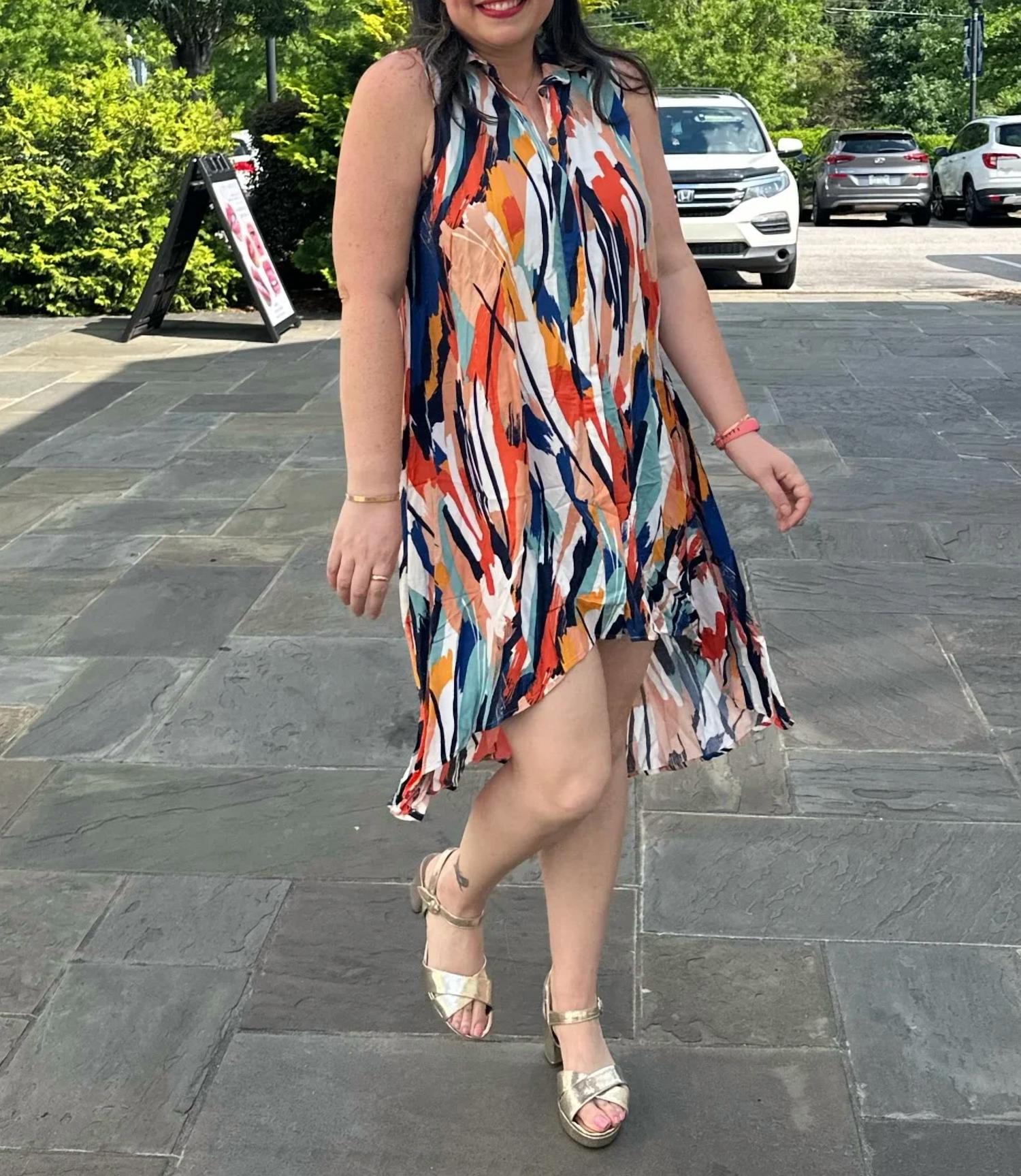 Apricot - High-low Shirt Mini Dress