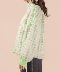 Very J - Oversized Checker Fleece Jacket