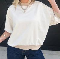 Blu Pepper - Contrast Trim Raglan Short Sleeve Knit Top