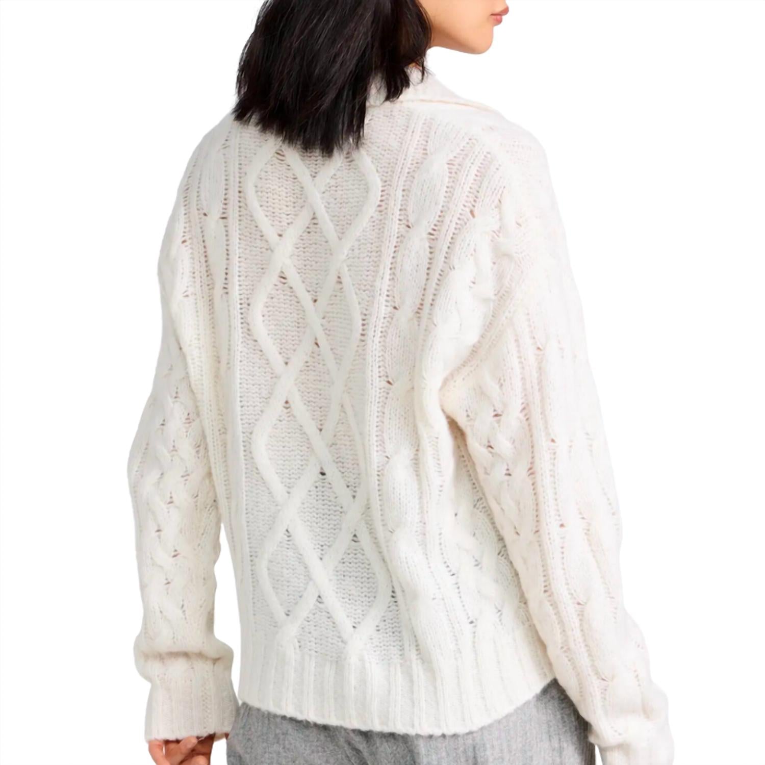 Naadam - Women's Luxe Cashmere Blend Mixed Cable Polo Top