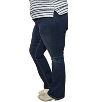 YMI Women's Rfm Heavy Stitch Mia Tummy Control Bootcut Jean in blue - women's jeans - detail view