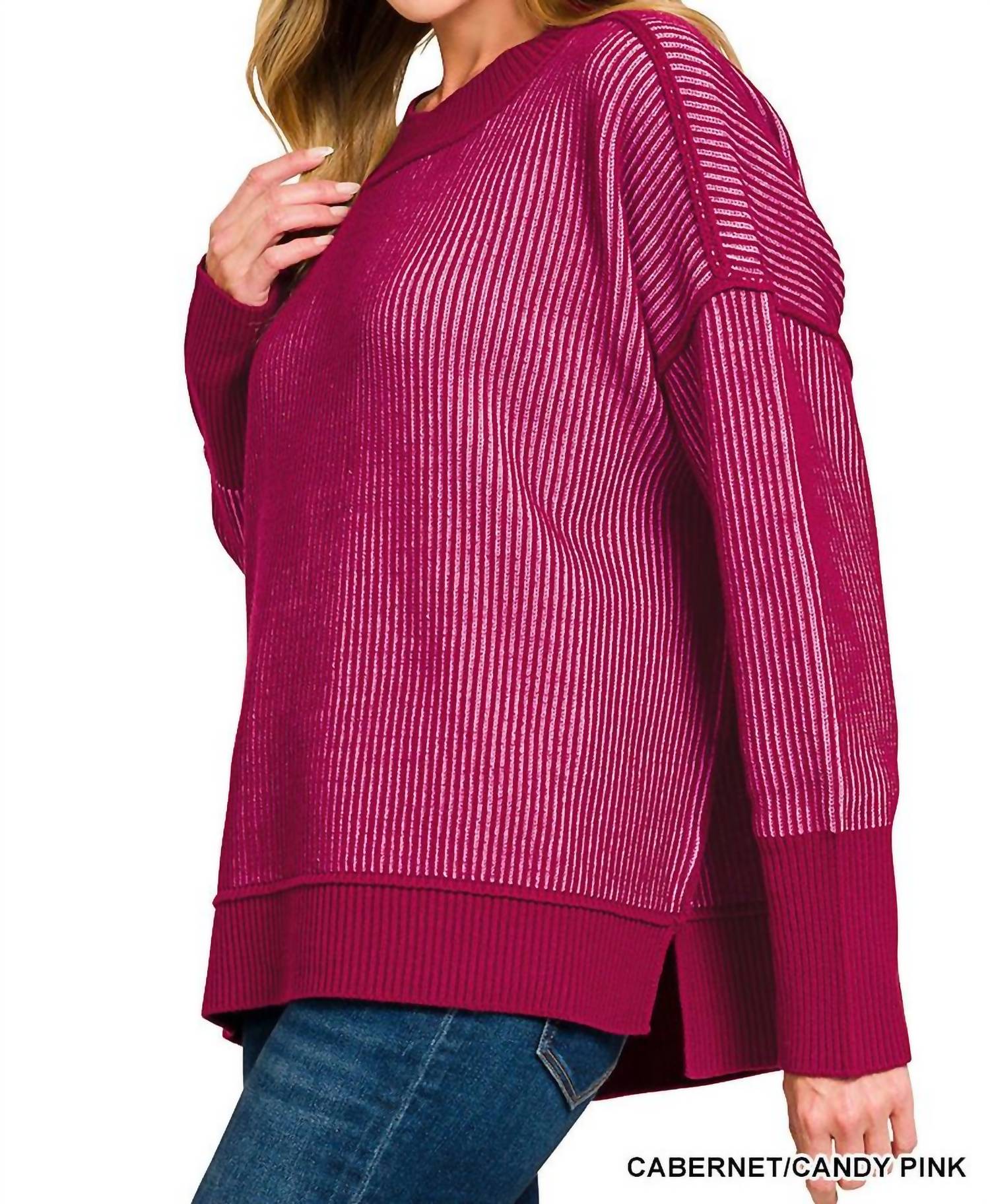 Zenana - Exposed Seam Two Tone Sweater