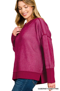 Zenana - Exposed Seam Two Tone Sweater