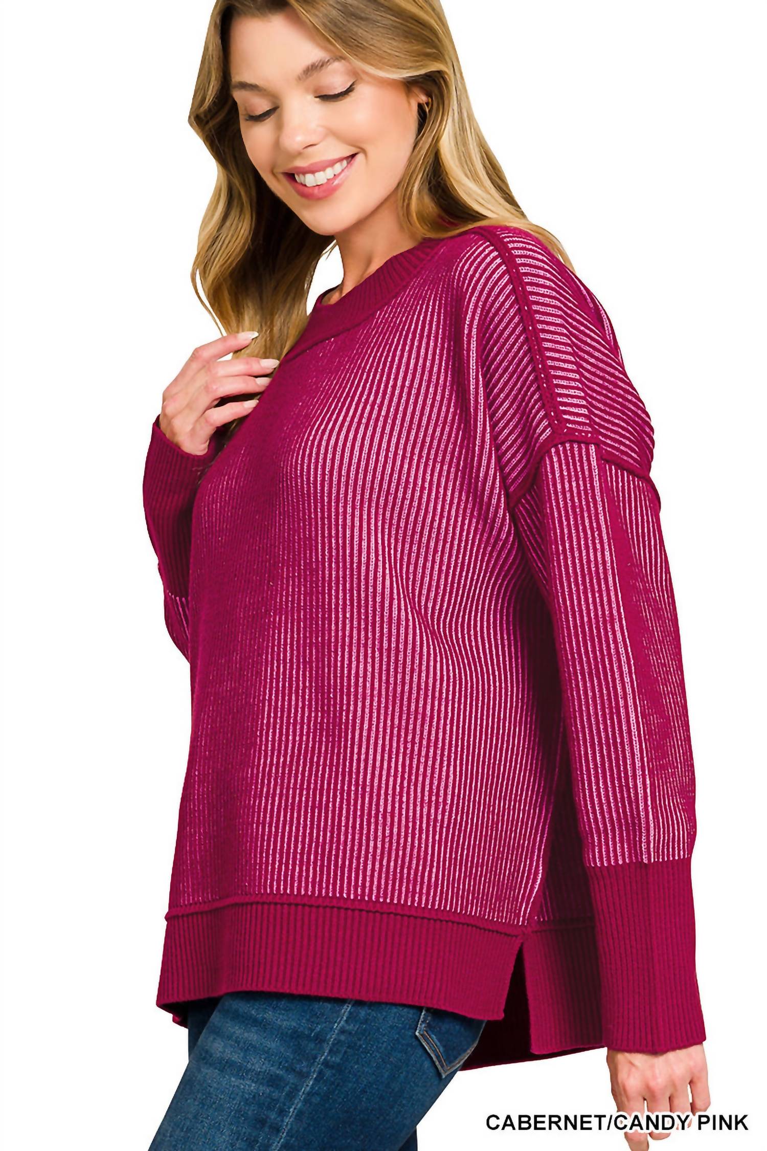 Zenana - Exposed Seam Two Tone Sweater