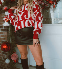 Peach Love - Joy To The World Long Sleeve Holiday Sweater