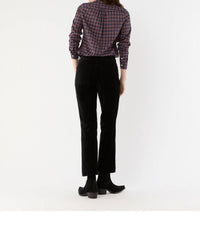 Ann Mashburn Hattie Shirt in navy red stewart tartan poplin - women's shirt - detail view