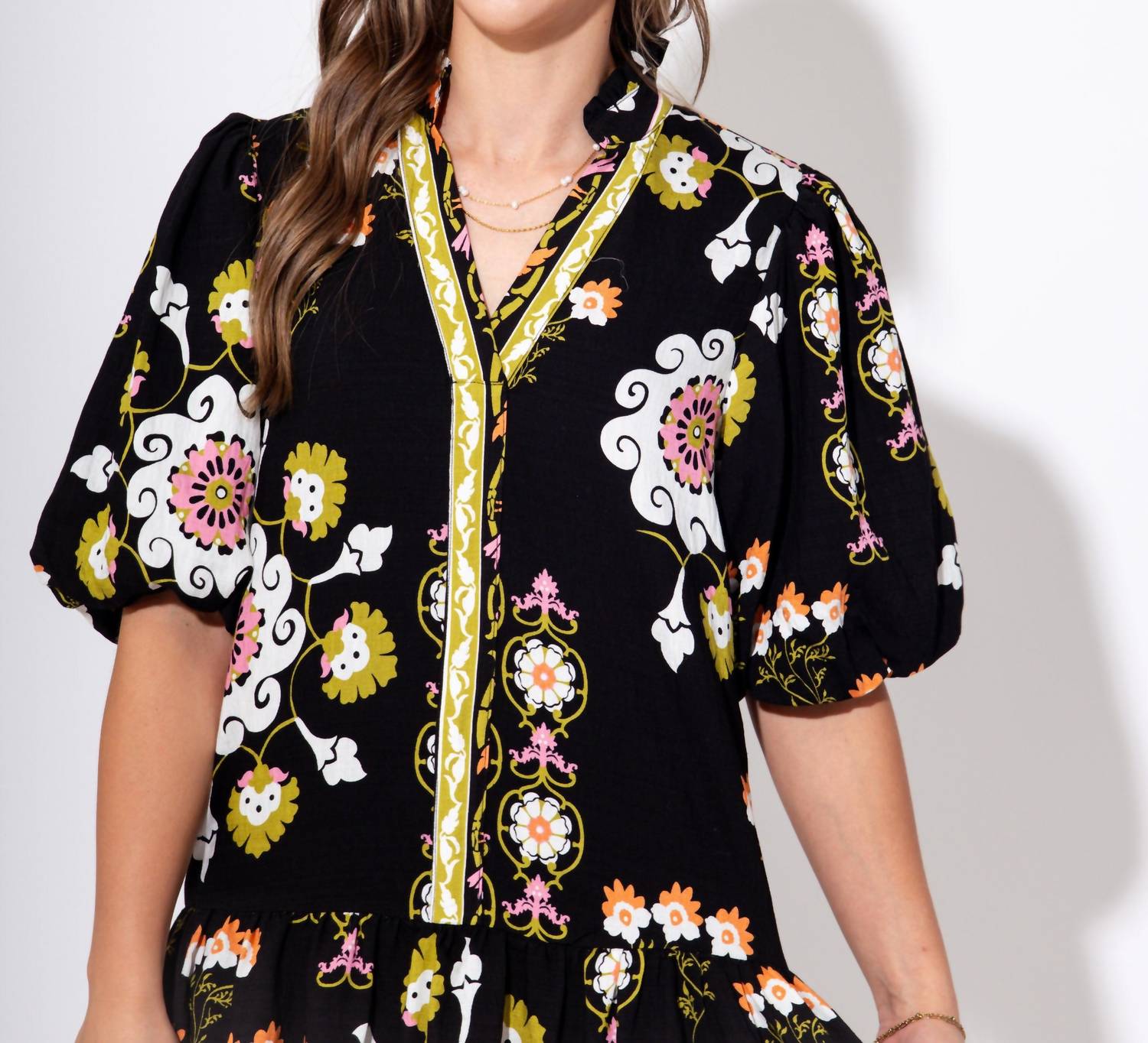 Thml - Midnight Blossom Puff Sleeve Dress