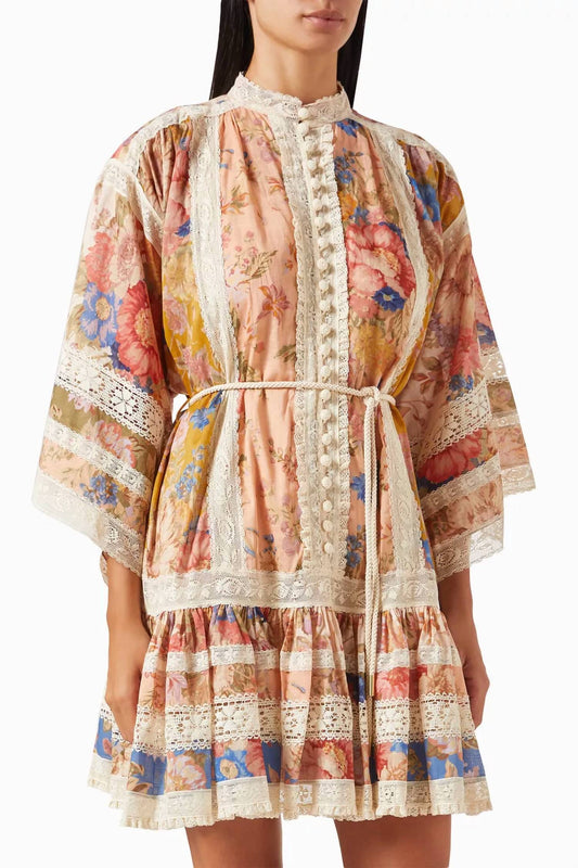 Zimmermann - August Lace Trimmed Mini Dress