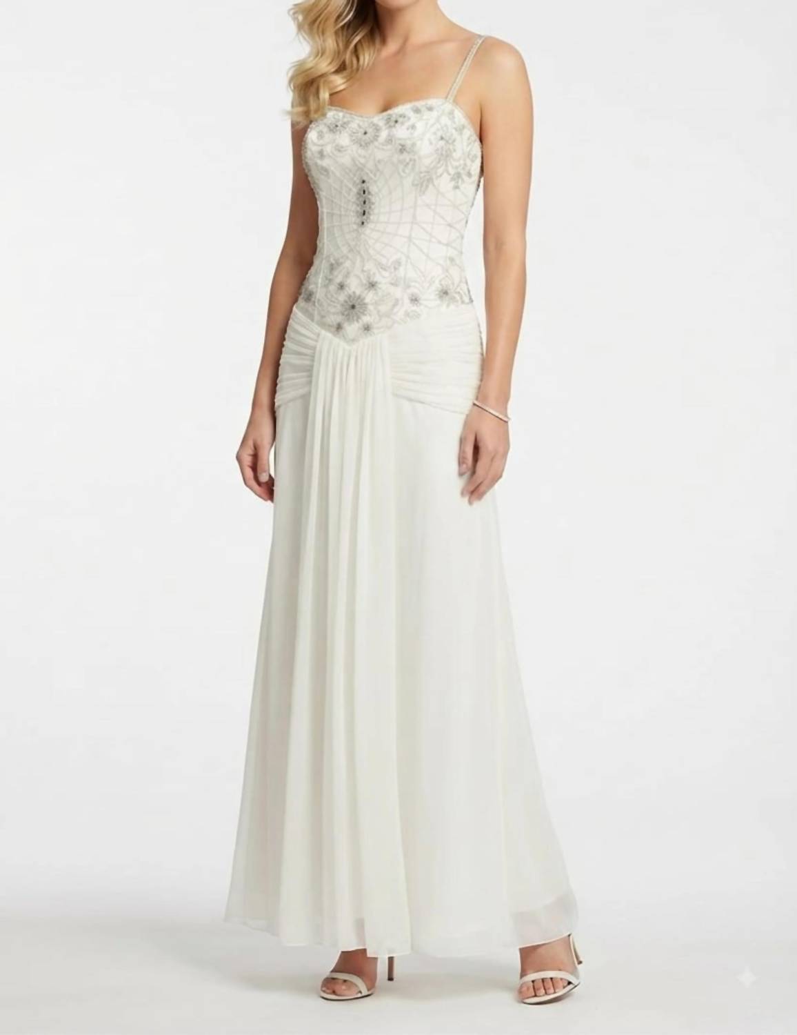 Sue Wong - Spaghetti Strap Floral Embroidered Dress