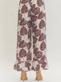 Entro - Botanical Wide Leg Ruffled Pants