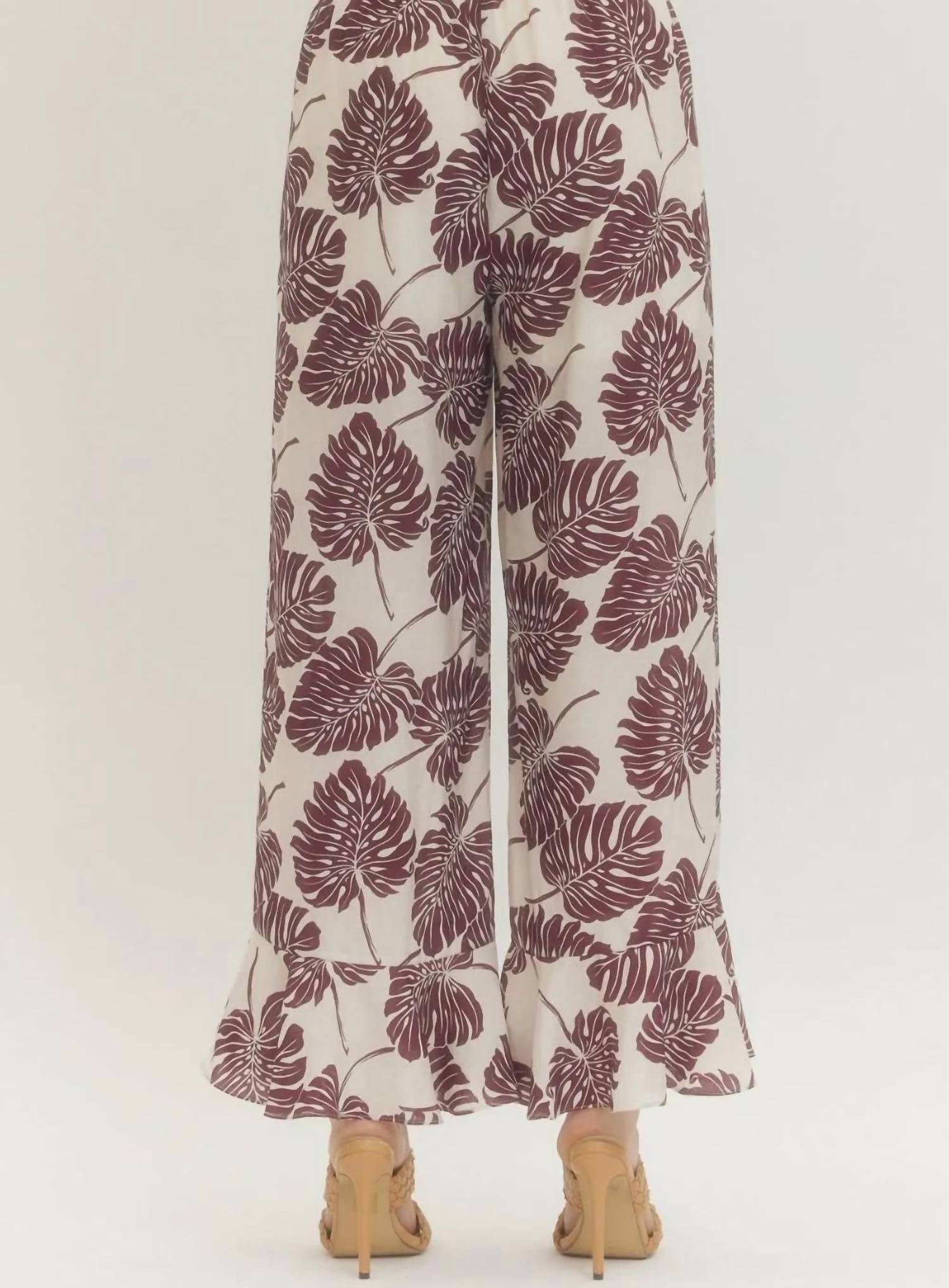 Entro - Botanical Wide Leg Ruffled Pants