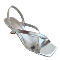Carrano Women's Heeled Strappy Sandal in metallic silver - women's heels - alternate view