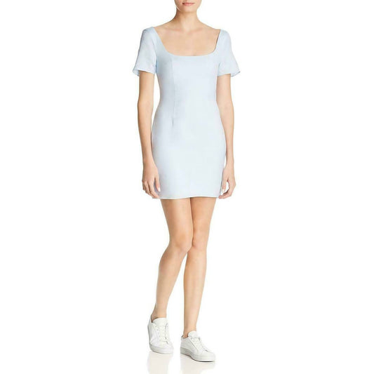 Fame And Partners - Loella Square Neck Sheath Mini Cocktail Dress