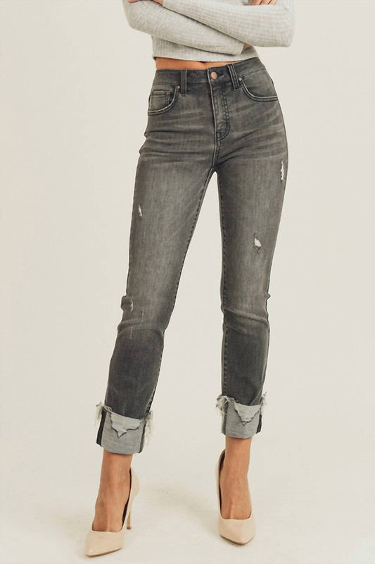 Risen - Fall Is Calling Cuffed Jeans - Dark Grey