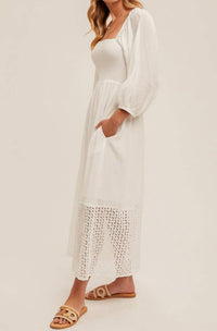 Hem & Thread - Tammy Eyelet Squareneck Midi Dress