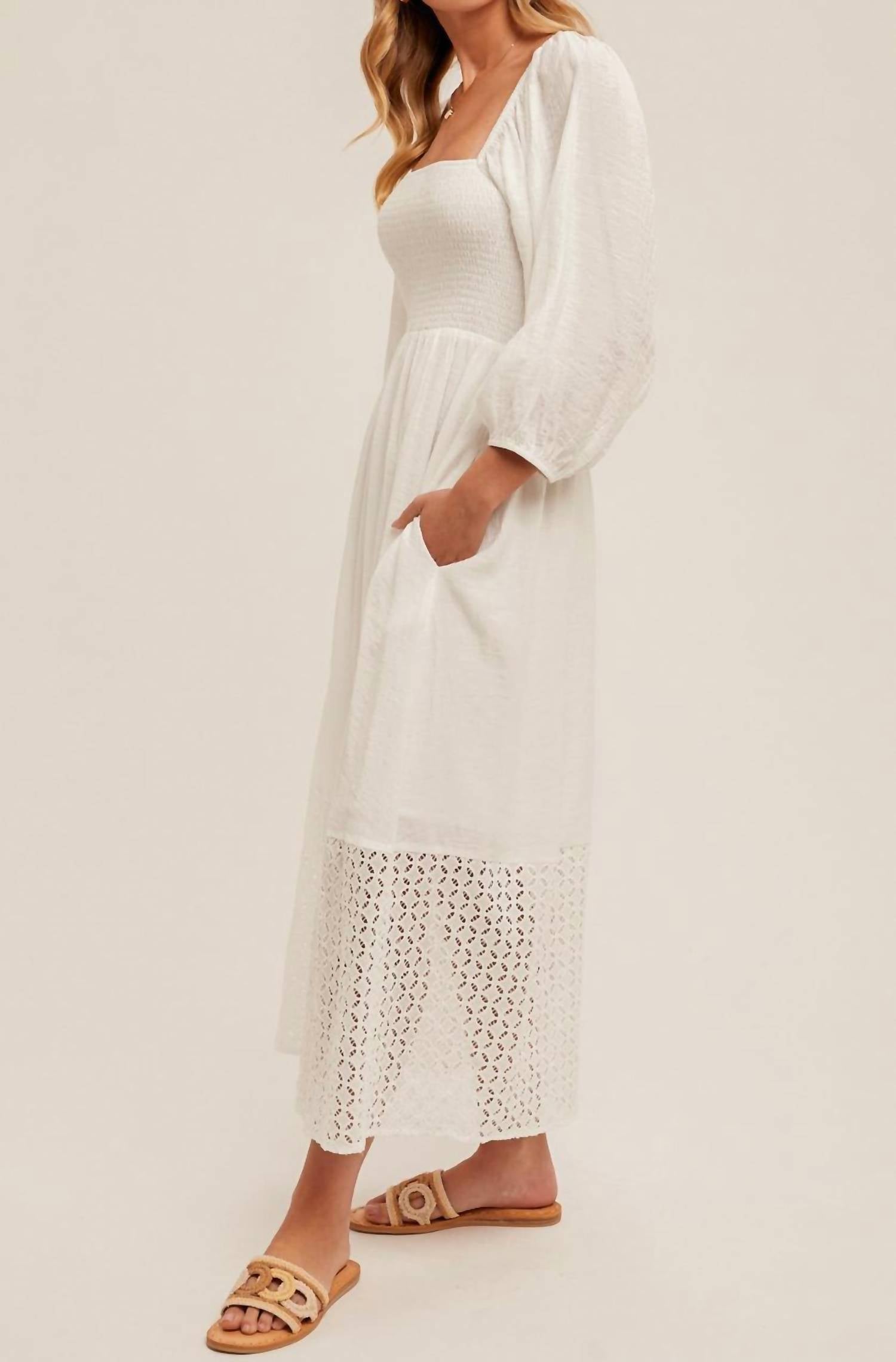 Hem & Thread - Tammy Eyelet Squareneck Midi Dress