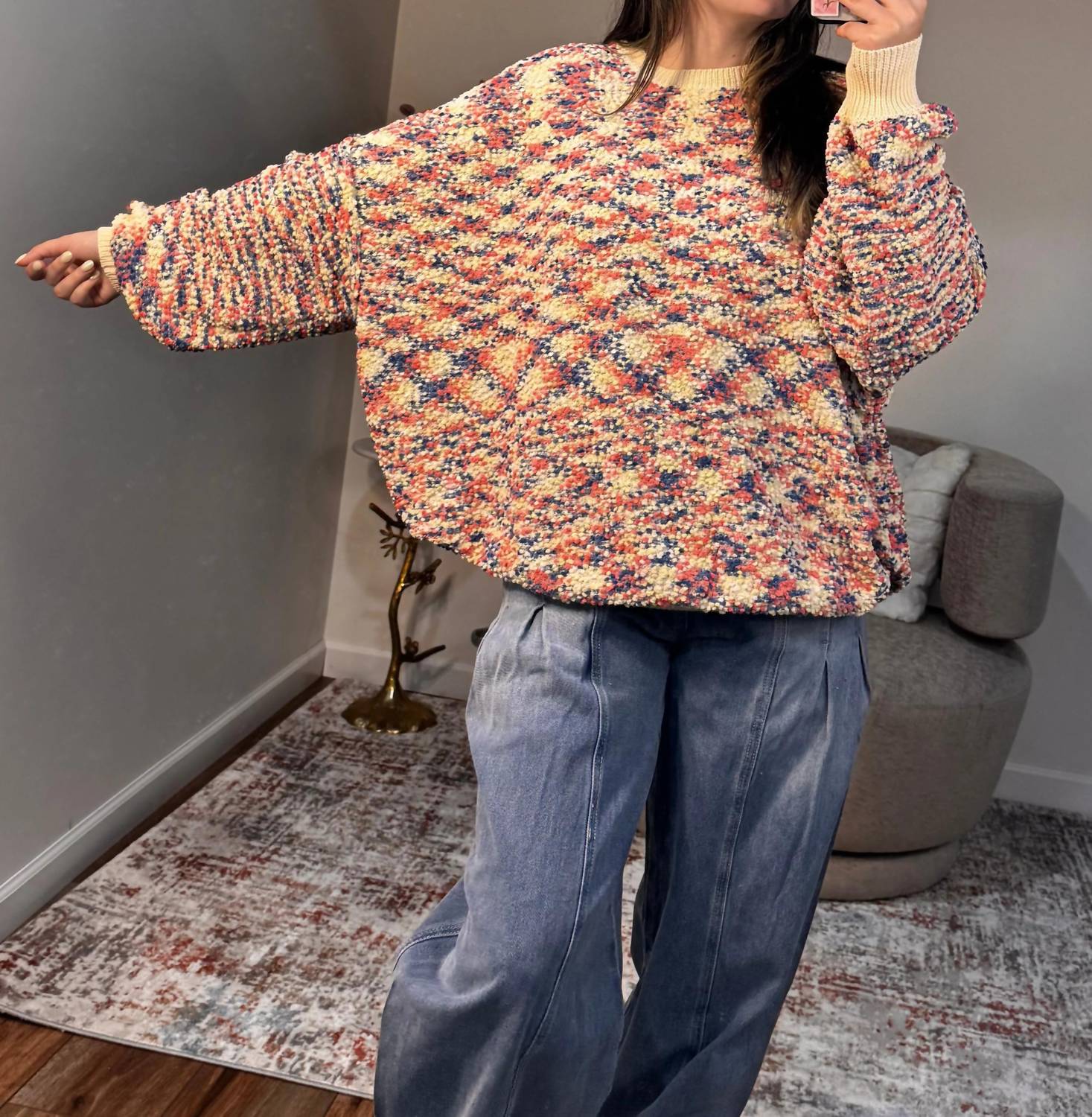 Easel - Bridget Popcorn Knit Multicolor Sweater