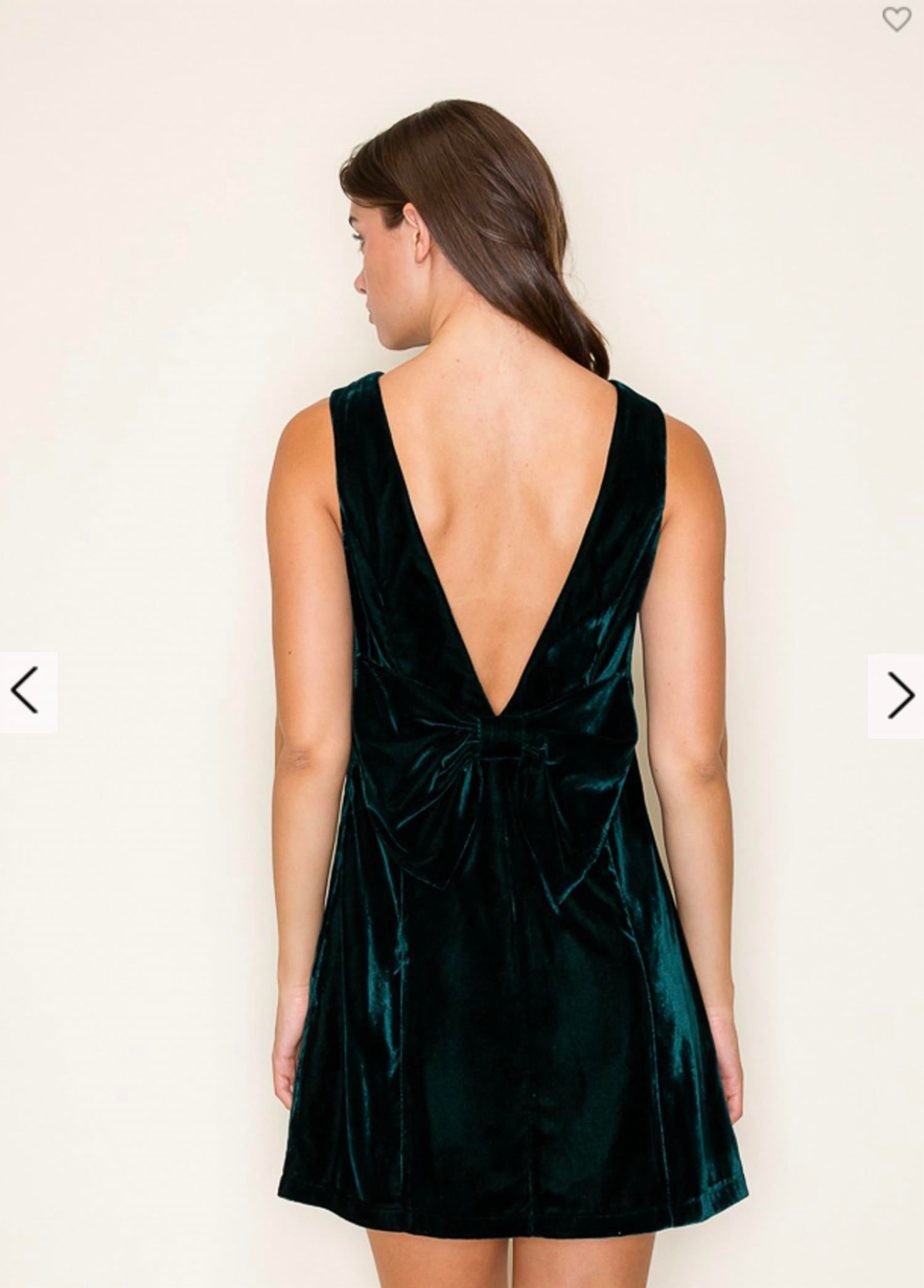 B.Right - Velvet Mini Dress With A V-back And Waist Ribbon