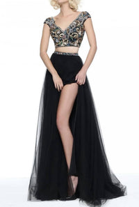 Sherri Hill Beaded Two Piece Gown in black - women's dress