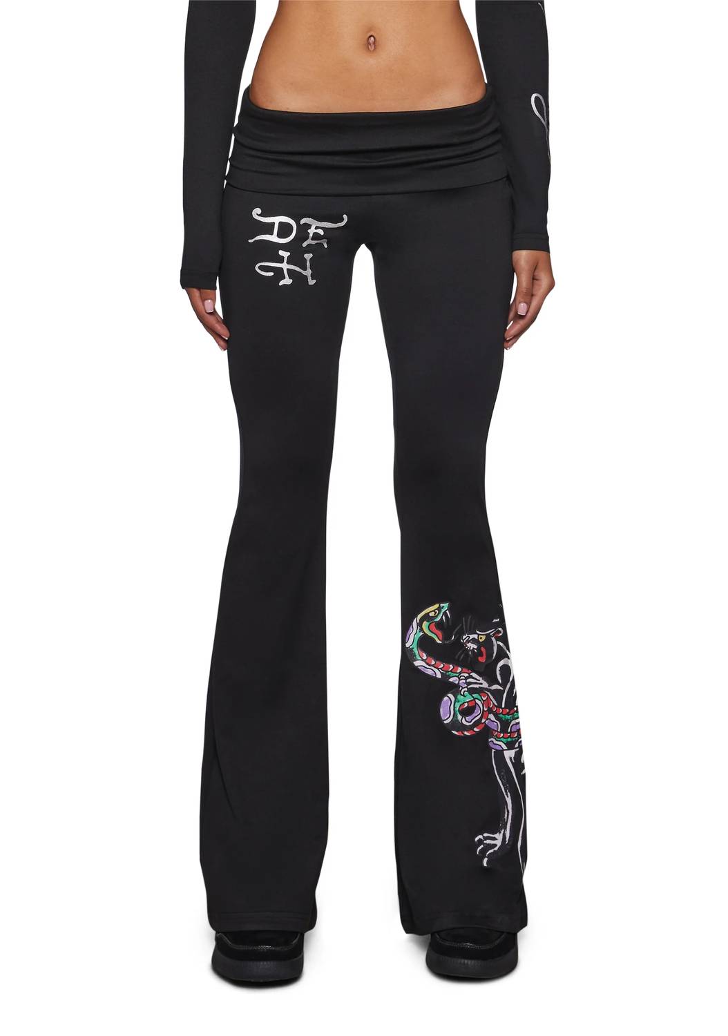 Ed Hardy - Panther Snake Fold Over Yoga Pants