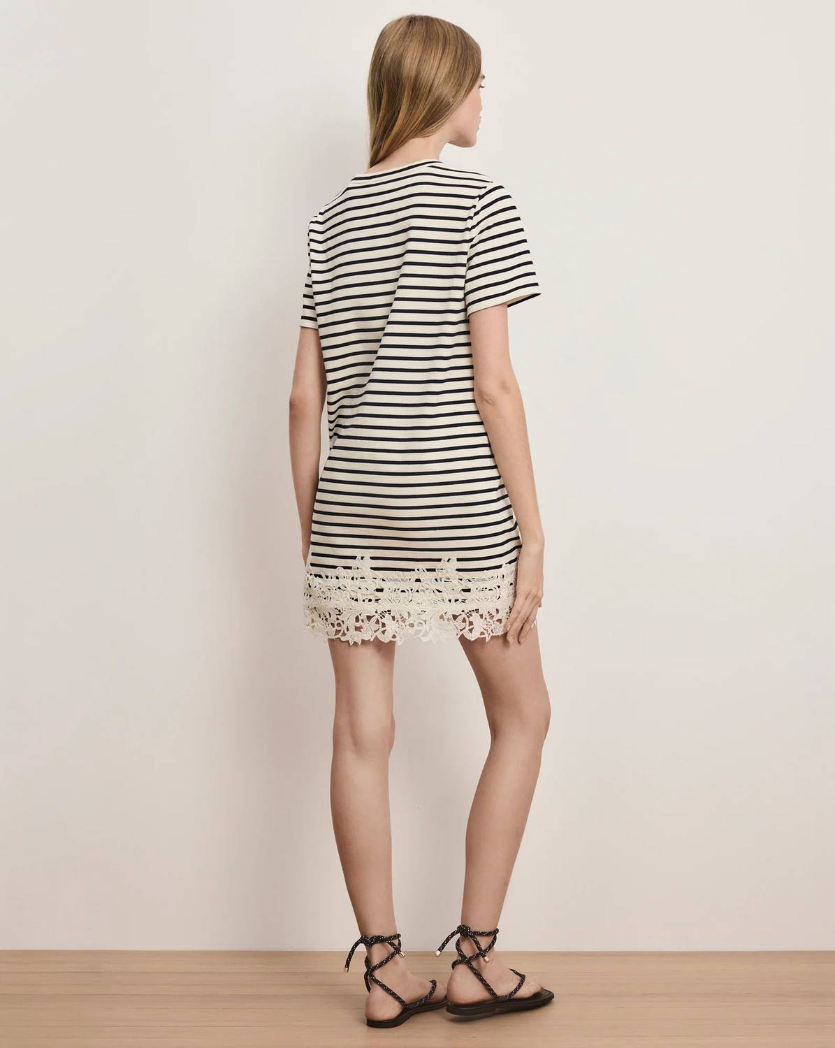 Veronica Beard - Rhue Striped Lace-hem Mini Dress
