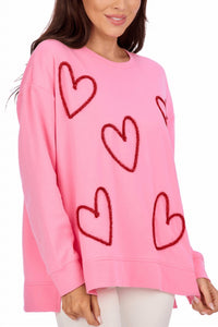 mudpie Valentine Crewneck Sweater in pink - women's sweater