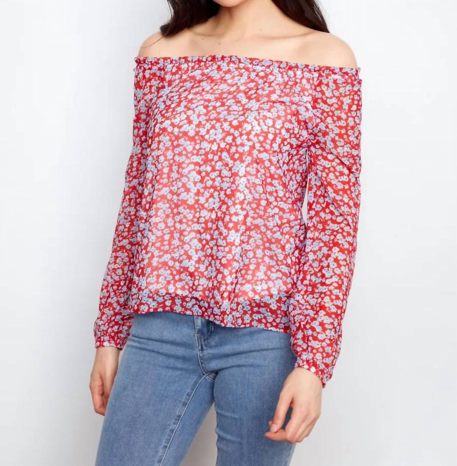 Charlie B - Printed Off Shoulder Blouse