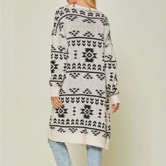 Andree By Unit - Aztec Print Sweater Cardigan