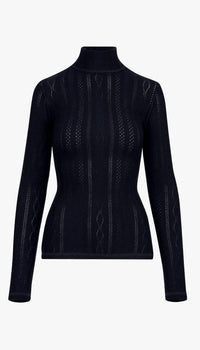 Smythe - Pointelle Knit Turtleneck Top