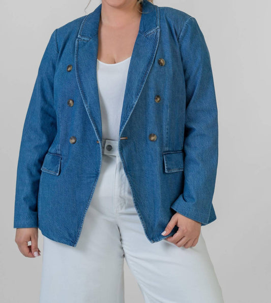 Tanya Taylor - Michelle Denim Long Sleeve Blazer - Plus