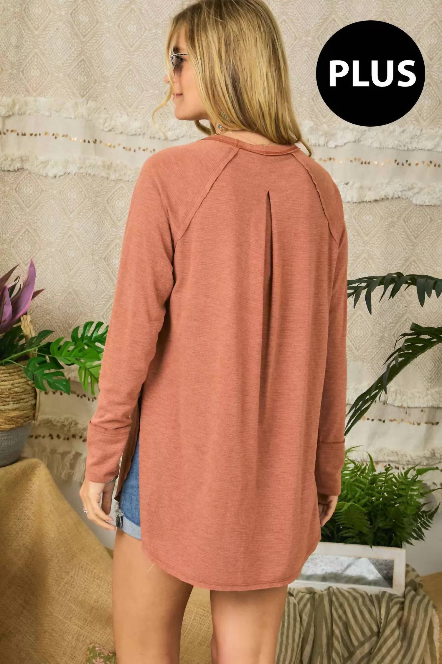 Plus Crew Neck Long Sleeve Top