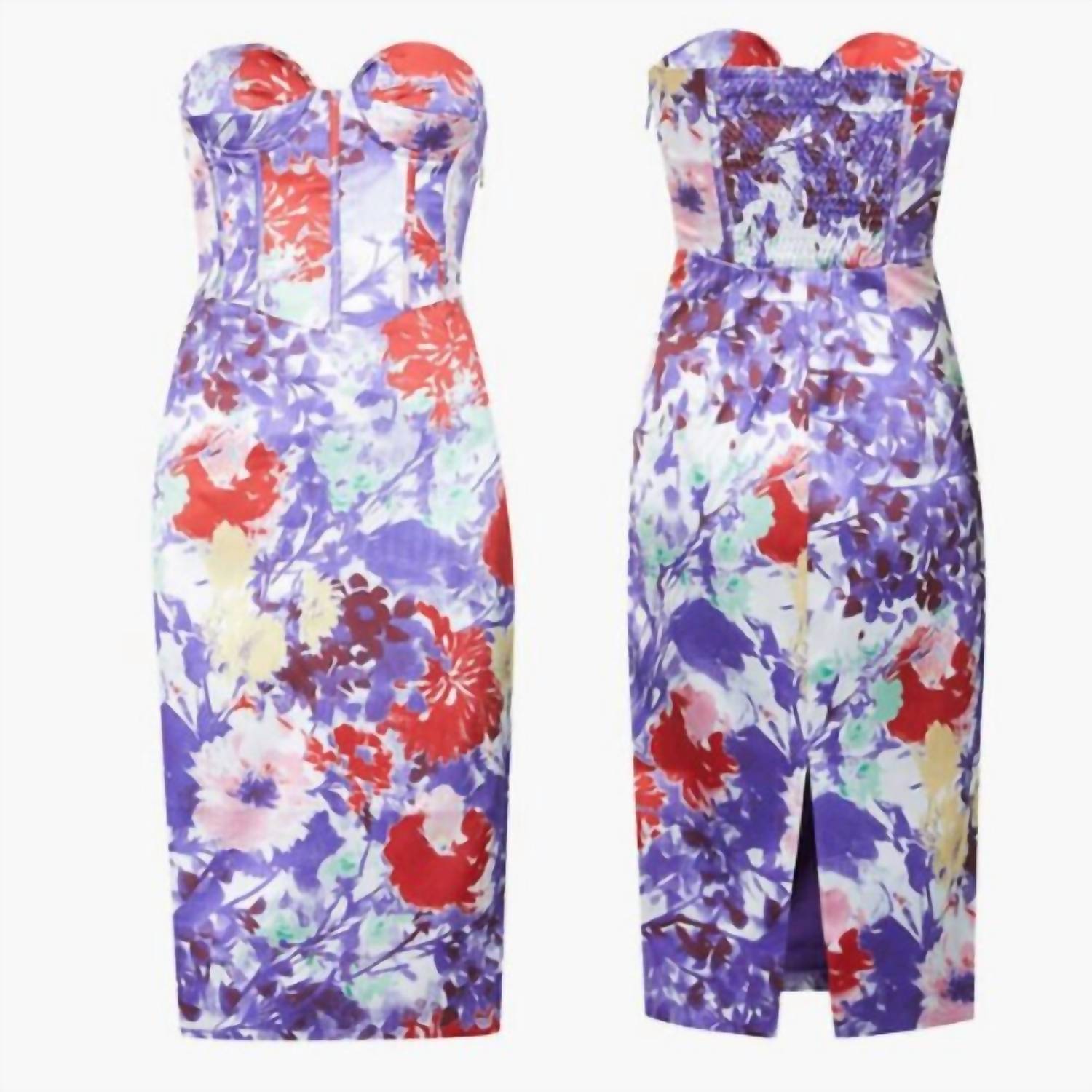 Lavish Alice - Women's Floral-print satin-crepe midi dress