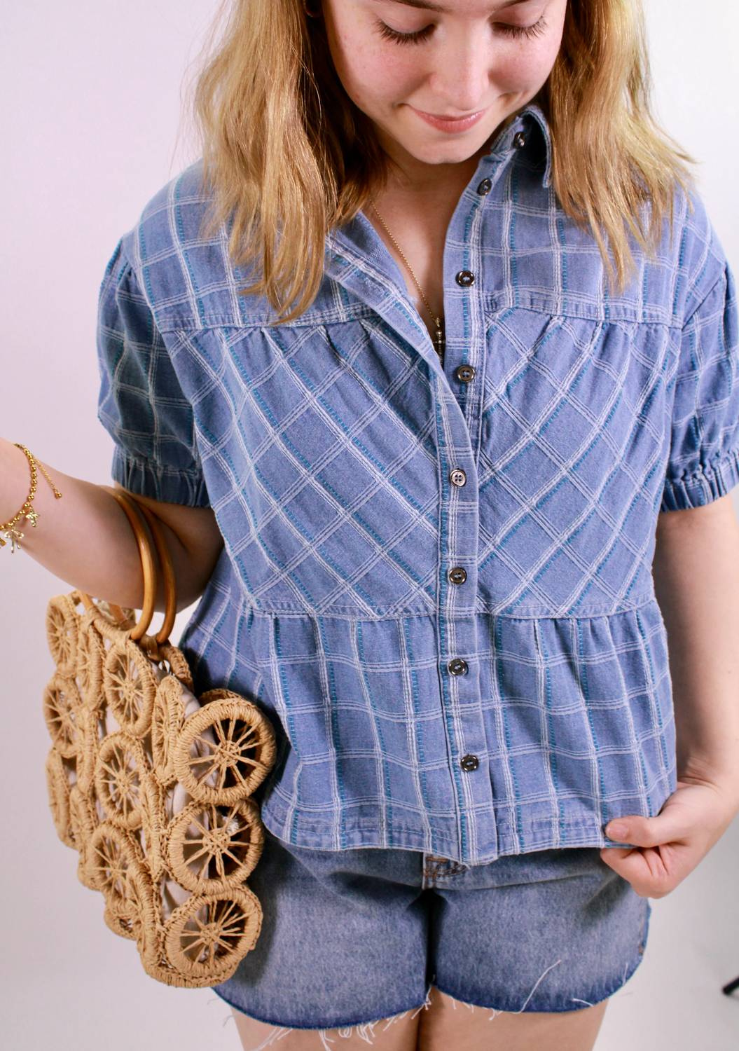 &Merci - The Cool Girl Check Denim Top