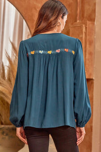 Andree By Unit - Embroidered Balloon Sleeve Blouse