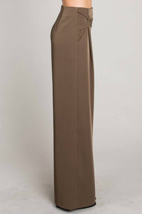 ALLIE ROSE Soft & Drapey Wide Leg Pant in olive brown - women's pants - view 4