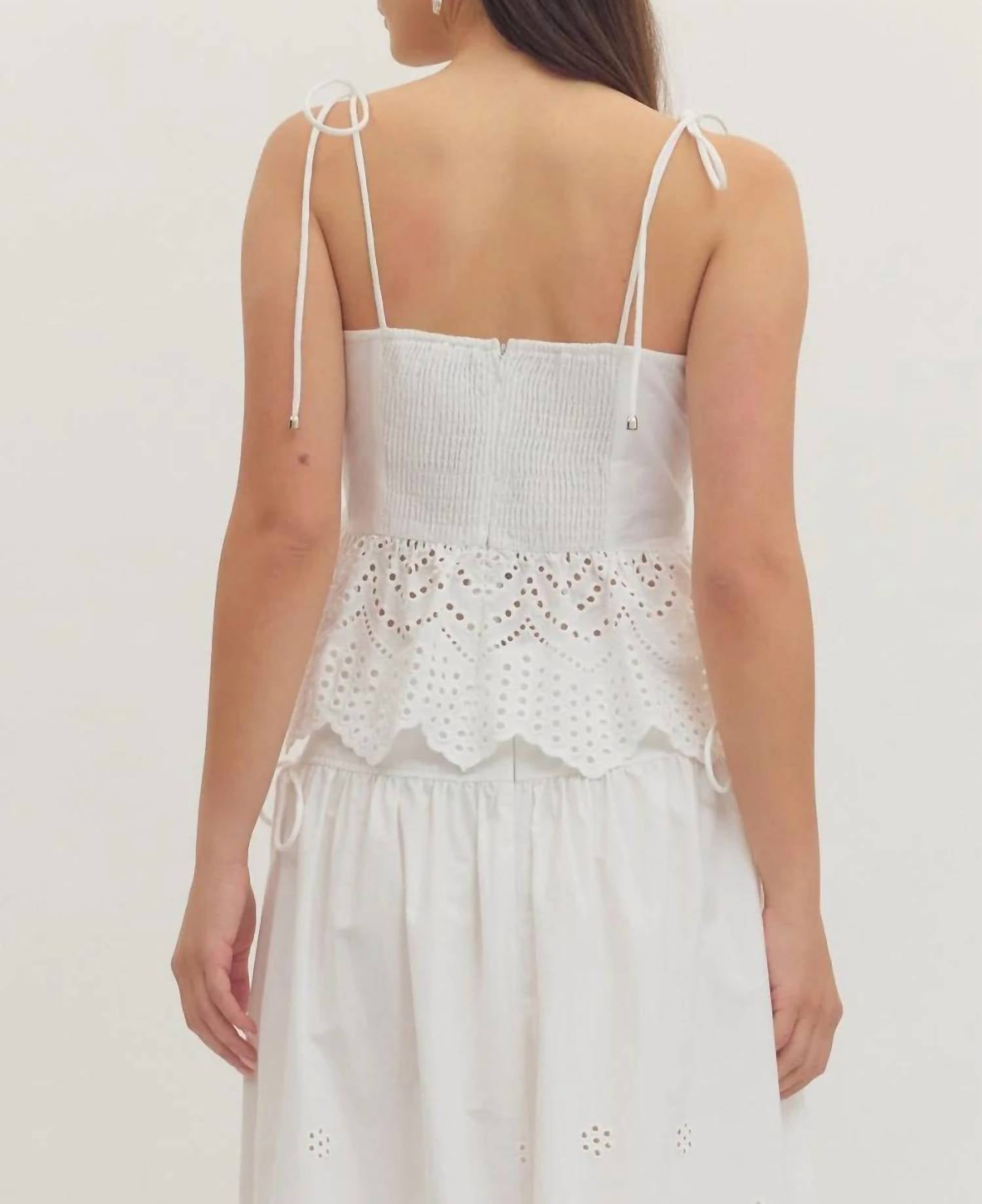 Entro - Women's Embroidered Eyelet Peplum Tank Top