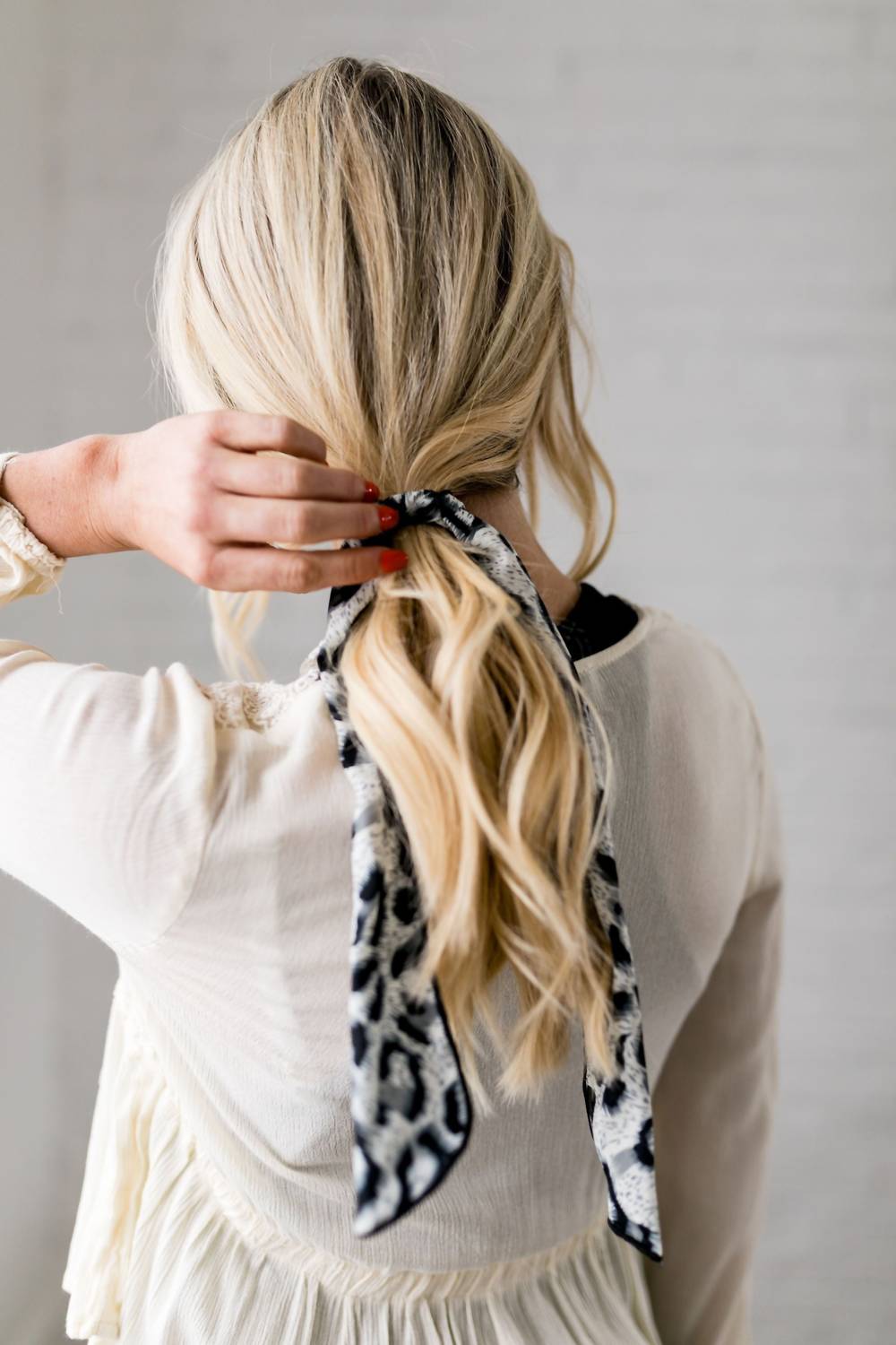 Listicle Women's Natural Look Leopard Hair Tie in gray - women's accessory - alternate view
