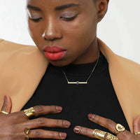 Gold & Honey - Women's Lapis Bar Necklace