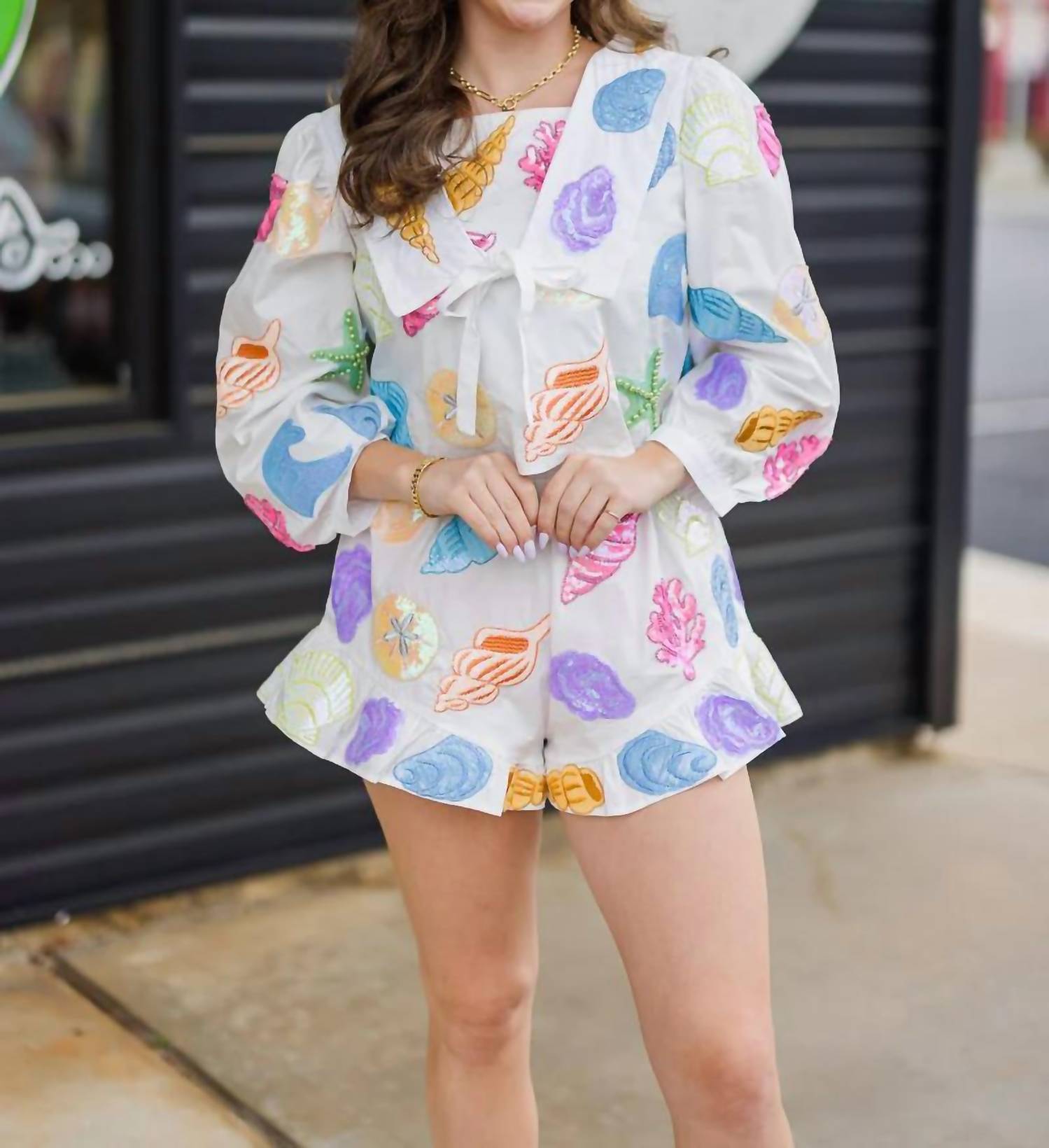 Queen Of Sparkles - Sequins Shell Collared Top