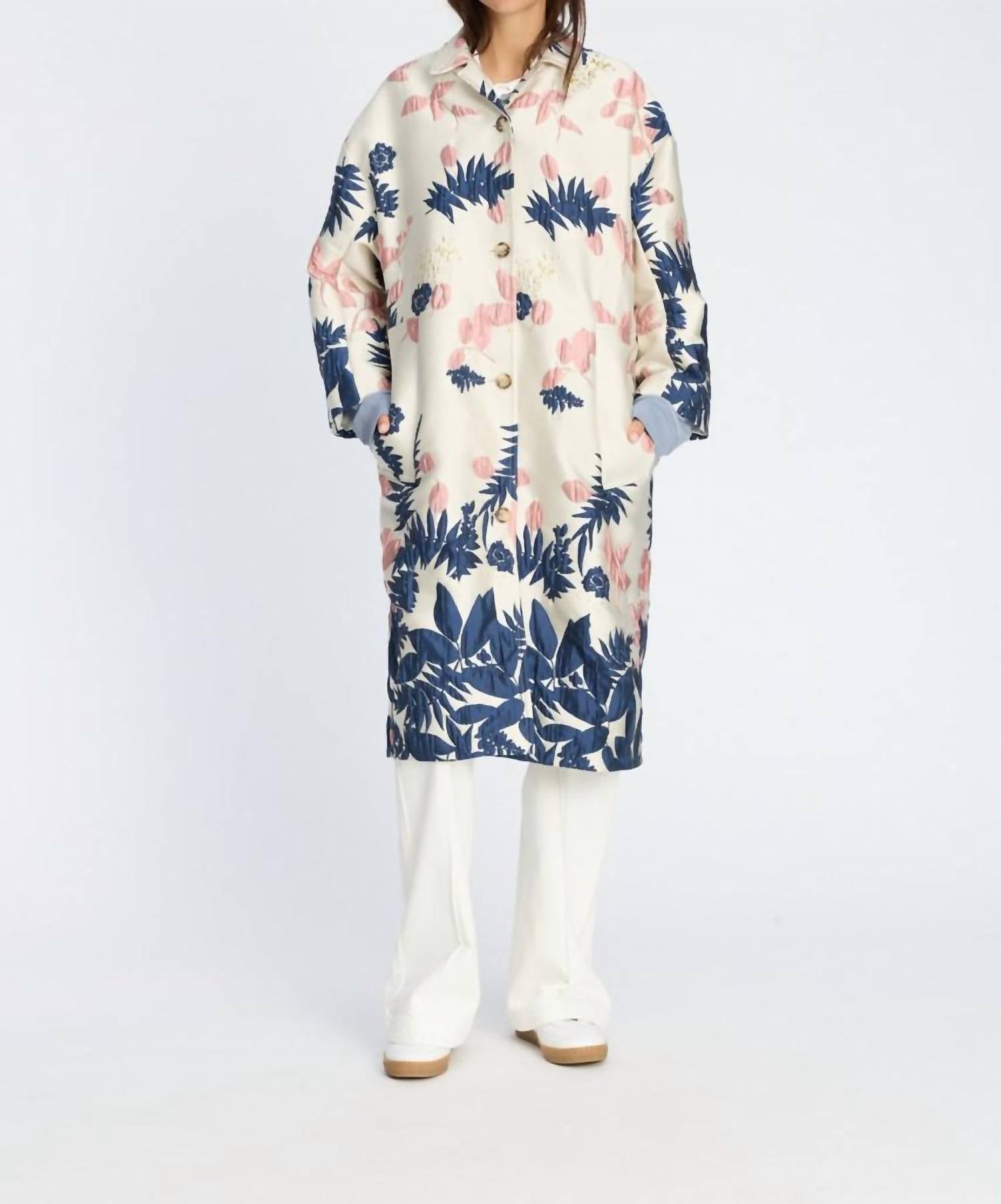 MUNTHE Floral Embroidered Coat in ivory - women's jacket - alternate view
