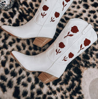BiLLiNi Women's Arden Roses Western Boot in white - women's shoe - detail view