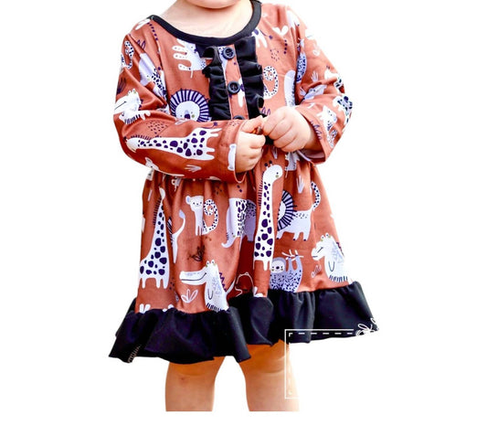 Pete + Lucy - Zoo Fun Long Sleeve Dress