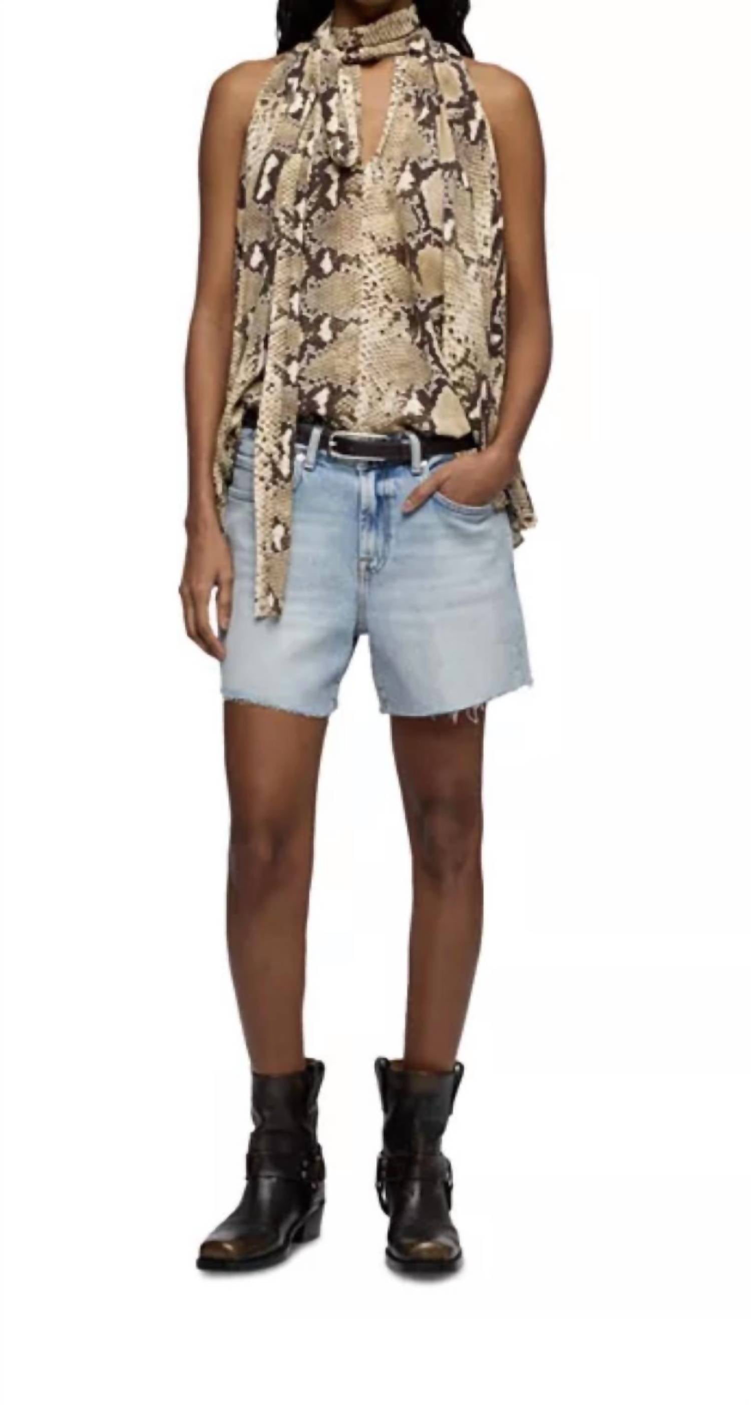 7 For All Mankind The Monroe Long Shorts in ode tu - women's shorts - detail view