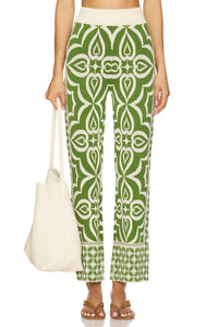 Misa Los Angeles Women's Orla Trousers in green mosaic mix - women's pants