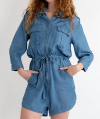 Blue Velvet Lightweight Chambray Romper in denim - women's pants