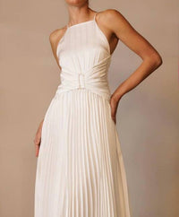 Eb Luxe - Apron Neck Midi Dress With Corset Waist