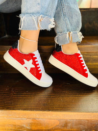 Maker's Women's Sparkling Game Day Sneakers in red black - women's sneaker - detail view